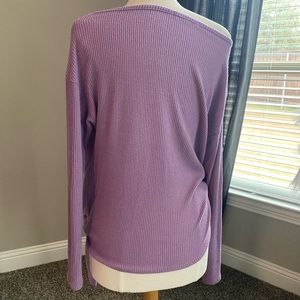 Lavender off the shoulder knit top